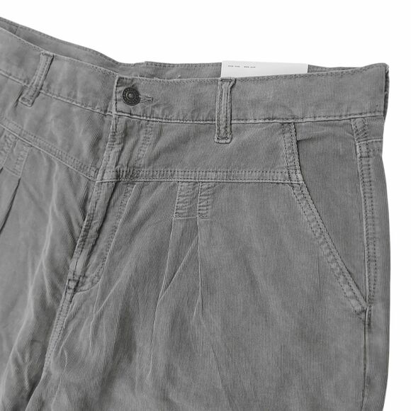 American Eagle Corduroy Mom Jean Womens 16 Long Gray Pleated Soft 100% Cotton - Picture 4 of 12